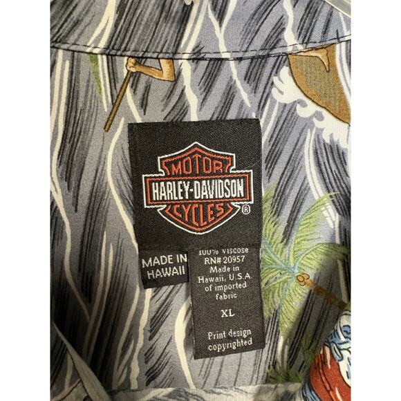 Harley Davidson Hawaiian Surfer Shirt XL Mens Vintage Hawaii Made in USA - Picture 4 of 10